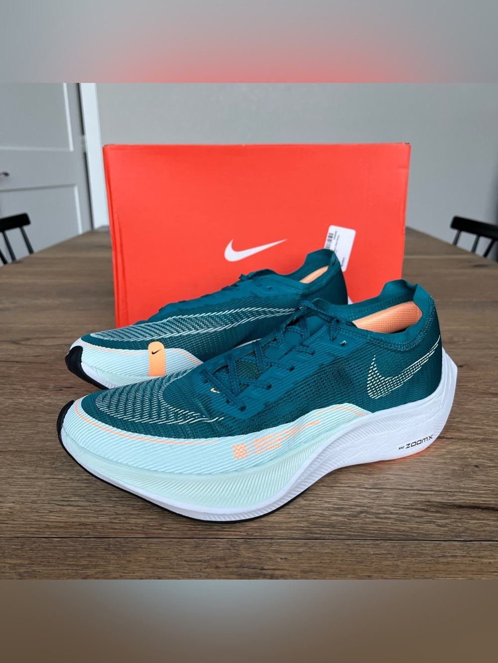 Size 11.5 Men's Nike ZoomX Vaporfly Next% 2 Teal White #CU4111 301 MSRP $250